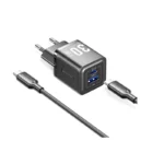 Ładowarka sieciowa z kablem USB-C 2 porty USB-C + USB-A GaN czarna - obrazek 2
