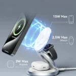 Ładowarka magnetyczna Vention MagSafe składana podstawka 3 w 1 srebrna - obrazek 6