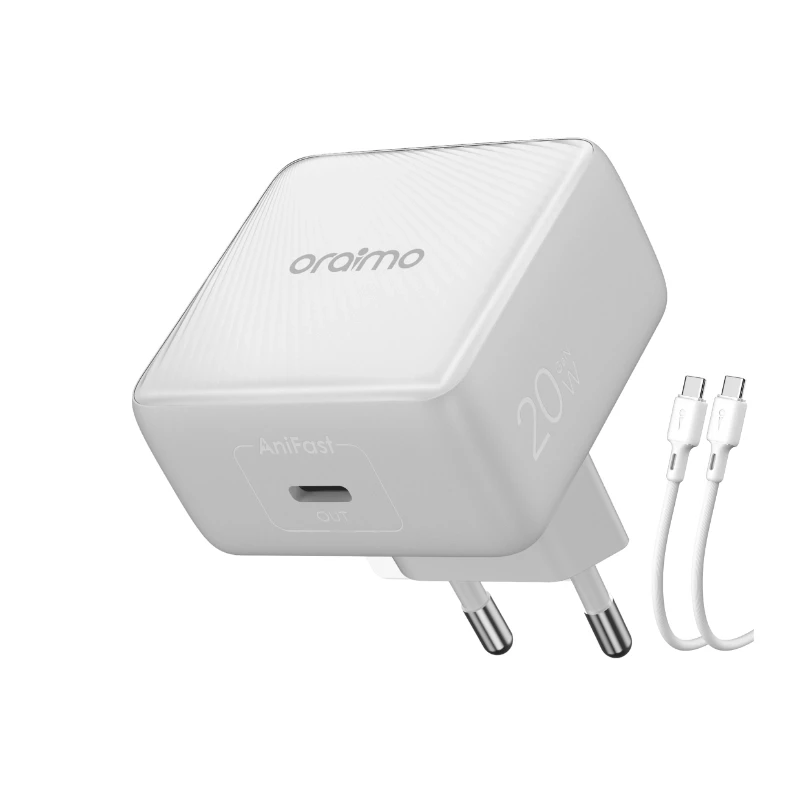 13853 Oraimo ładowarka sieciowa 20 Chic Biała GaN 20W Kabel USB-C - obrazek 1