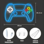 Neon LED PS5 Controller Gamepad Regulacja jasności, USB - obrazek 3