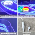 Neon LED PS5 Controller Gamepad Regulacja jasności, USB - obrazek 4