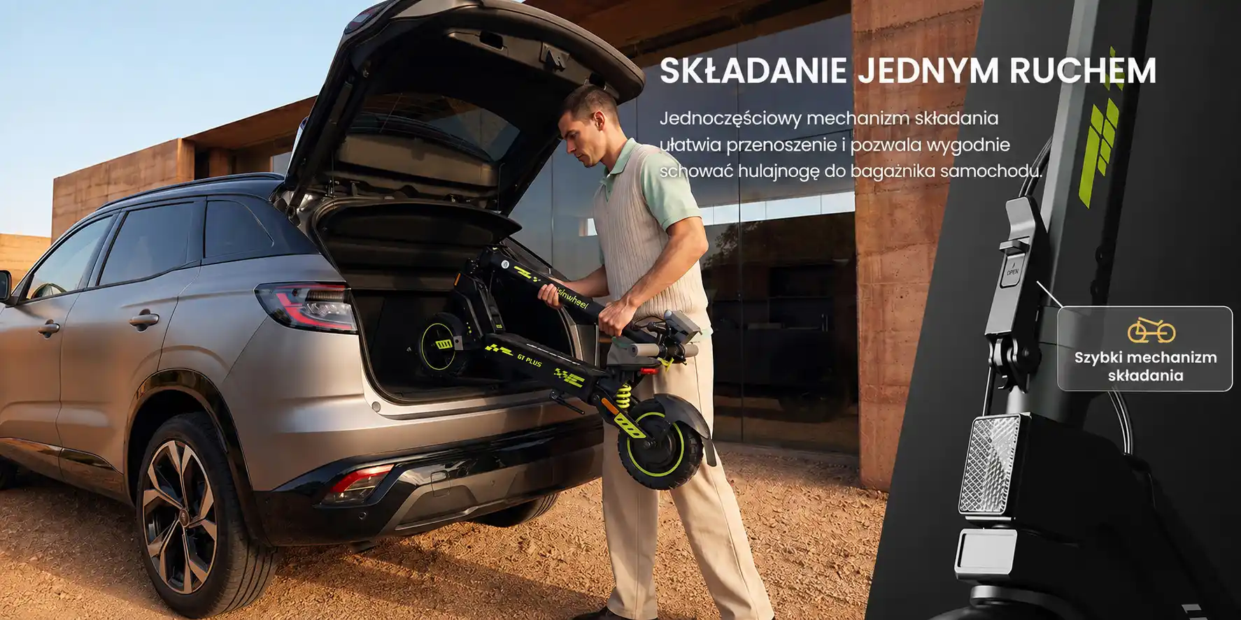Składana konstrukcja hulajnogi iSinwheel D1 Plus