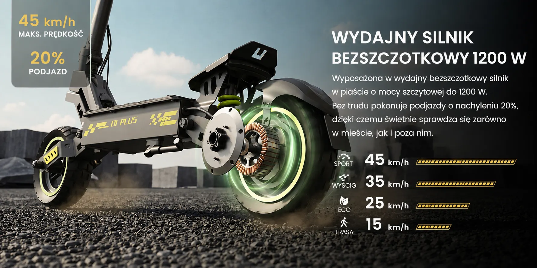 Silnik o mocy szczytowej 1200 W iSinwheel D1 Plus