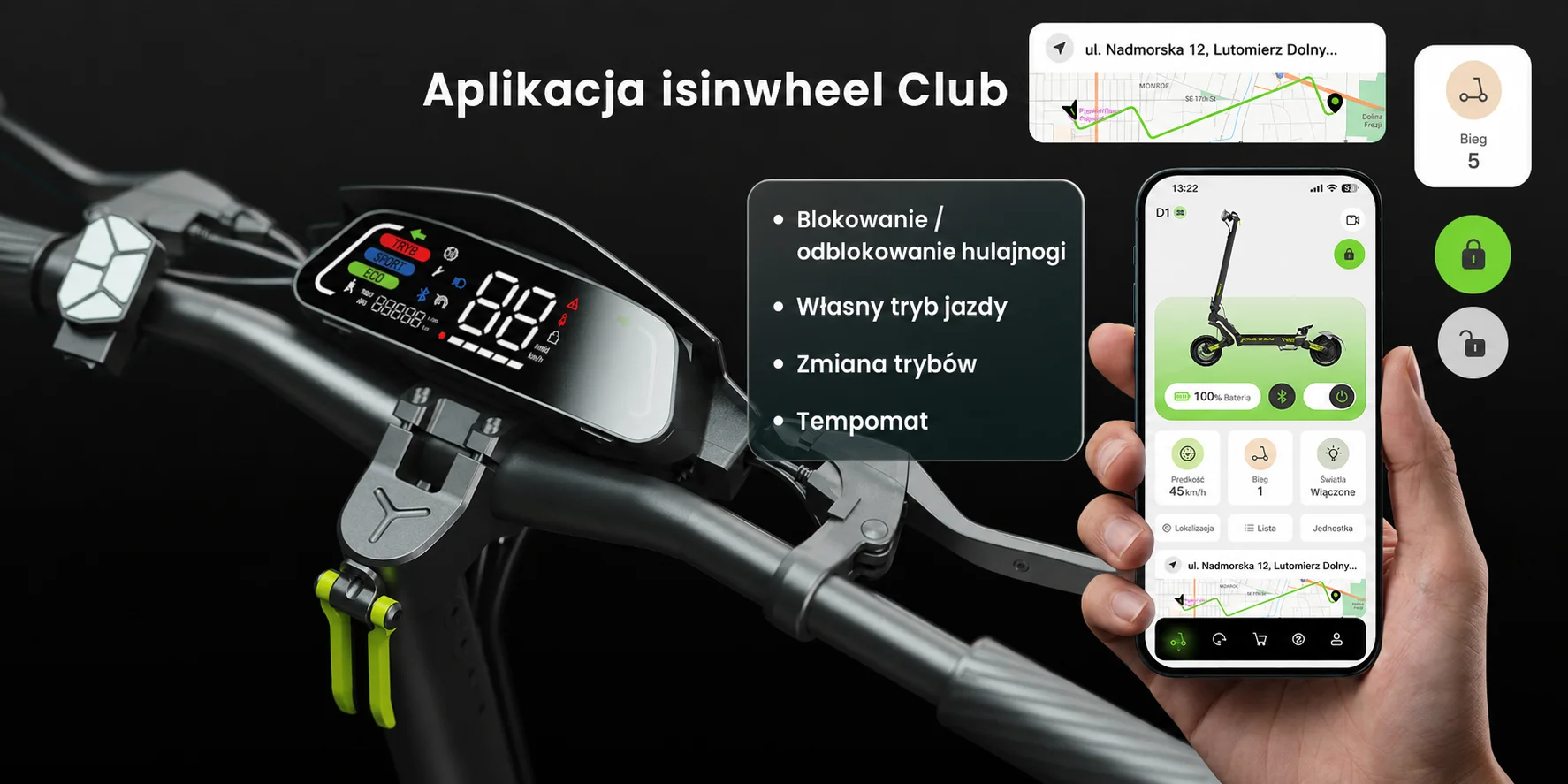 Aplikacja iSinwheel Club dla hulajnogi D1 Plus