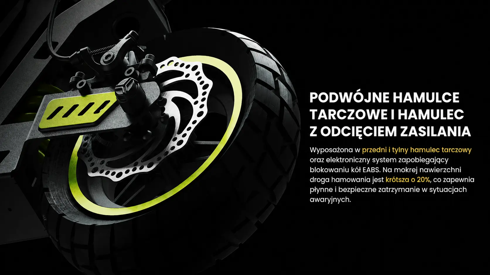 Podwójne hamulce tarczowe i hamulec elektroniczny iSinwheel D1
