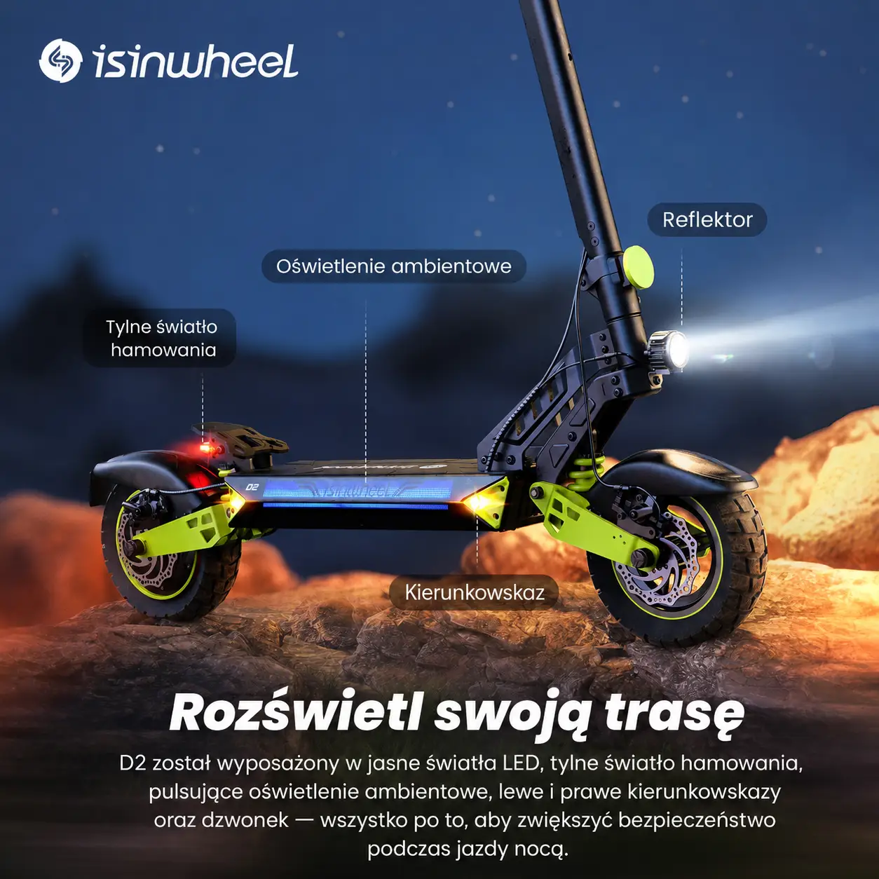Oświetlenie LED hulajnogi iSinwheel D2