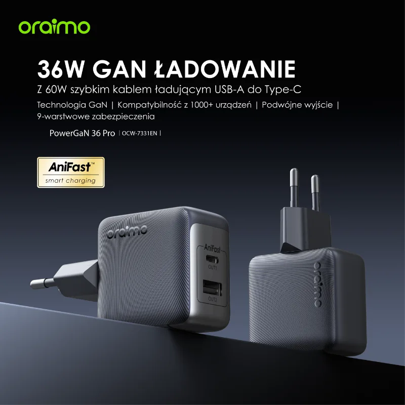 Oraimo PowerGaN 33 Pro – ładowarka GaN 33W