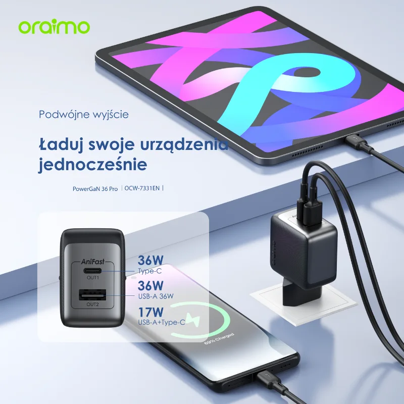 Dual charging Oraimo GaN 33 Pro