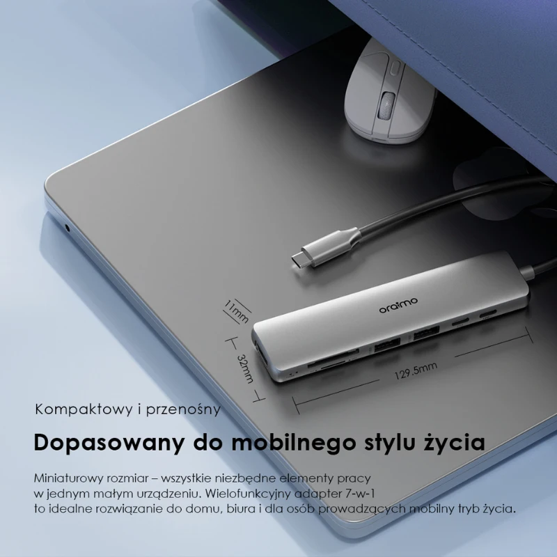 Oraimo PowerTrans Hub USB-C 7w1 z funkcją stacji dokującej