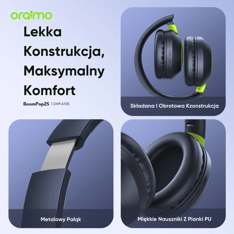 Wygodne słuchawki składane BoomPop 2S