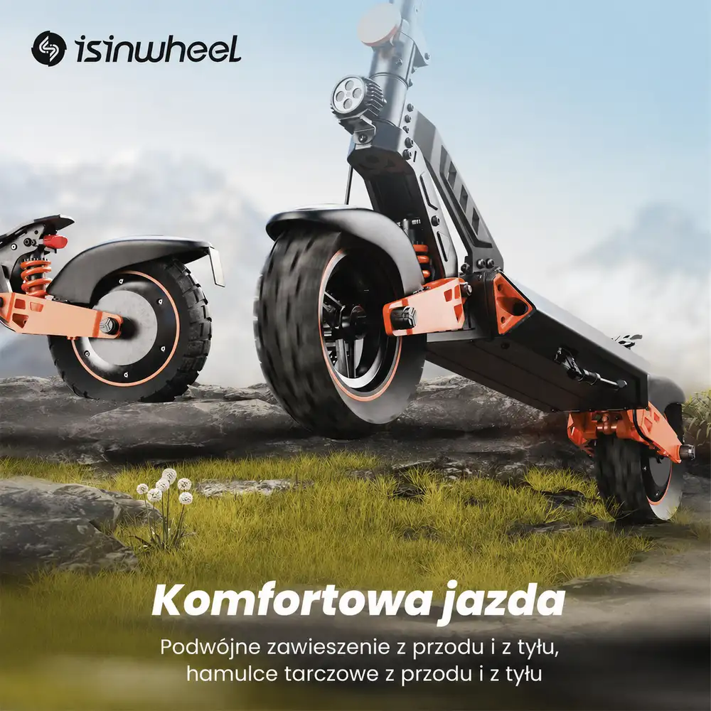Amortyzacja i hamulce tarczowe hulajnogi iSinwheel D2 Orange