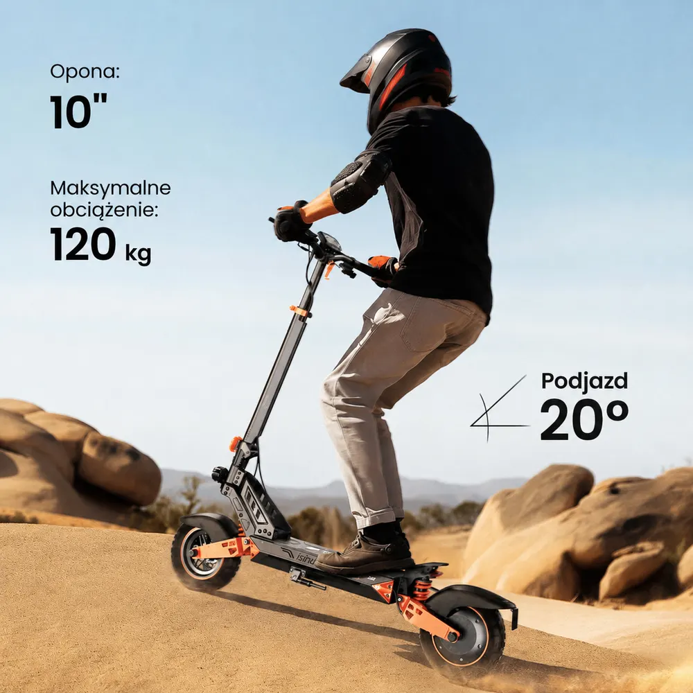 10-calowe opony i maksymalne obciążenie 120 kg iSinwheel D2 Orange