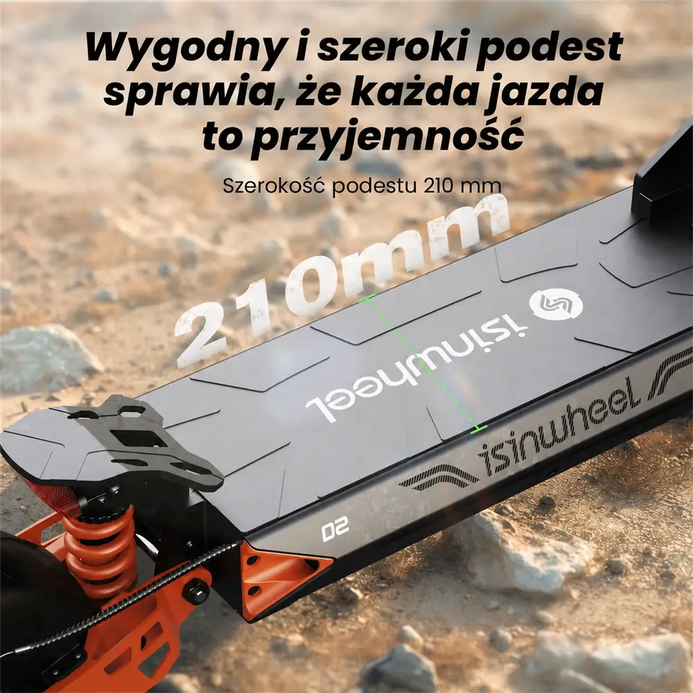 Szeroki podest 210 mm hulajnogi iSinwheel D2 Orange