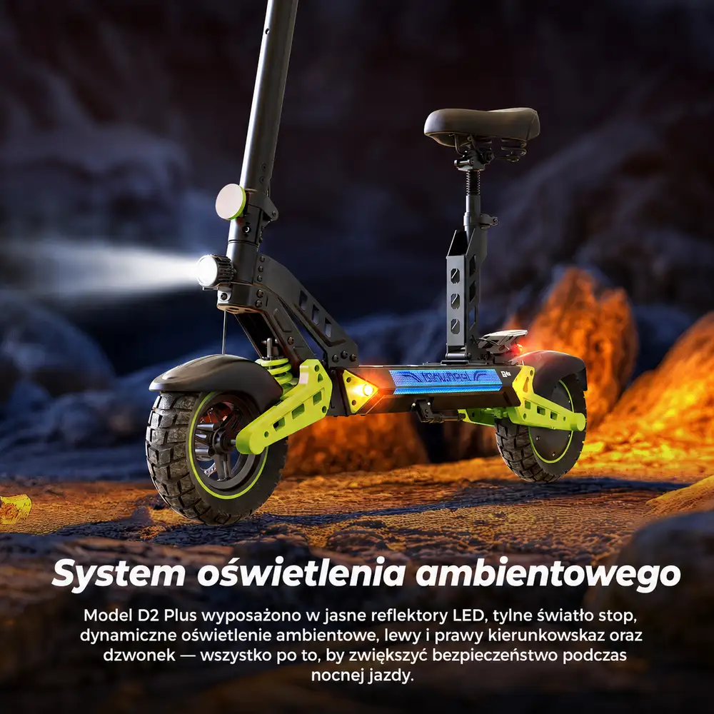 Oświetlenie LED i kierunkowskazy hulajnogi iSinwheel D2 Plus
