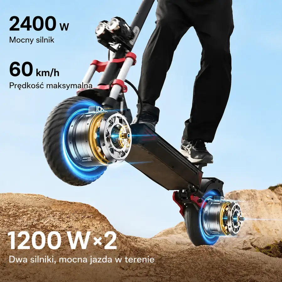 Dwa silniki po 1200 W w hulajnodze iScooter IX8