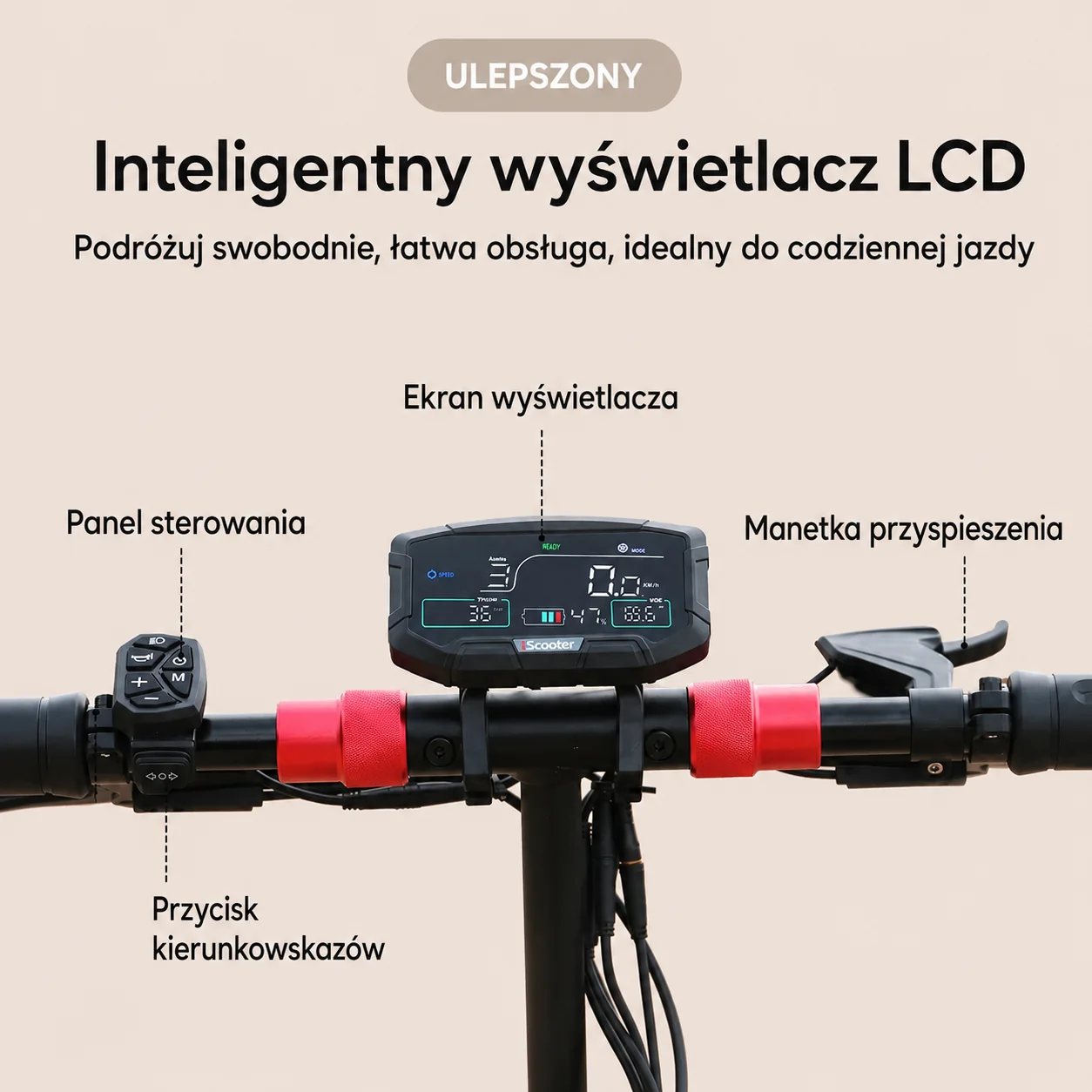 Wyświetlacz LCD i panel sterowania iScooter IX8