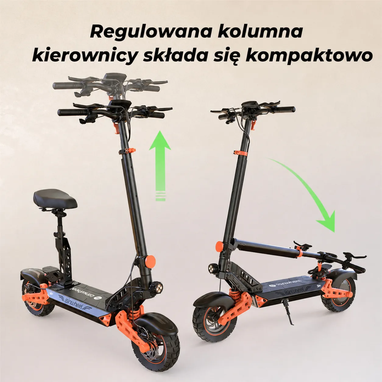 Składana i regulowana kolumna kierownicy iSinwheel D2 Plus Orange