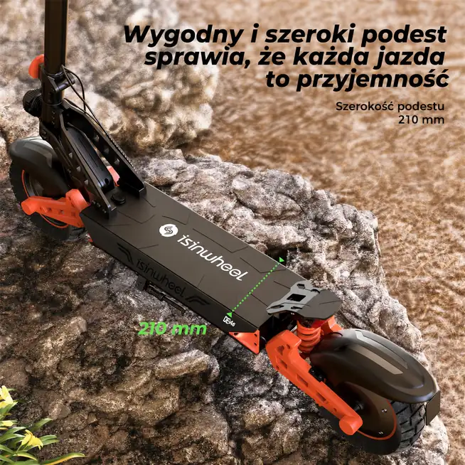 Szeroki podest 210 mm hulajnogi iSinwheel D2 Plus Orange