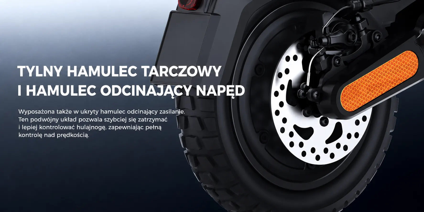 Tylny hamulec tarczowy i system odcinający napęd iSinwheel S-Nova
