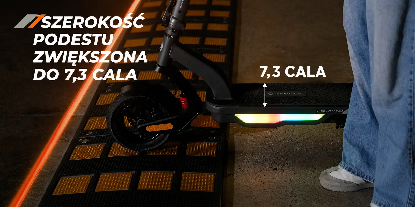 Podest o szerokości 7,3 cala w iSinwheel S-Nova Pro