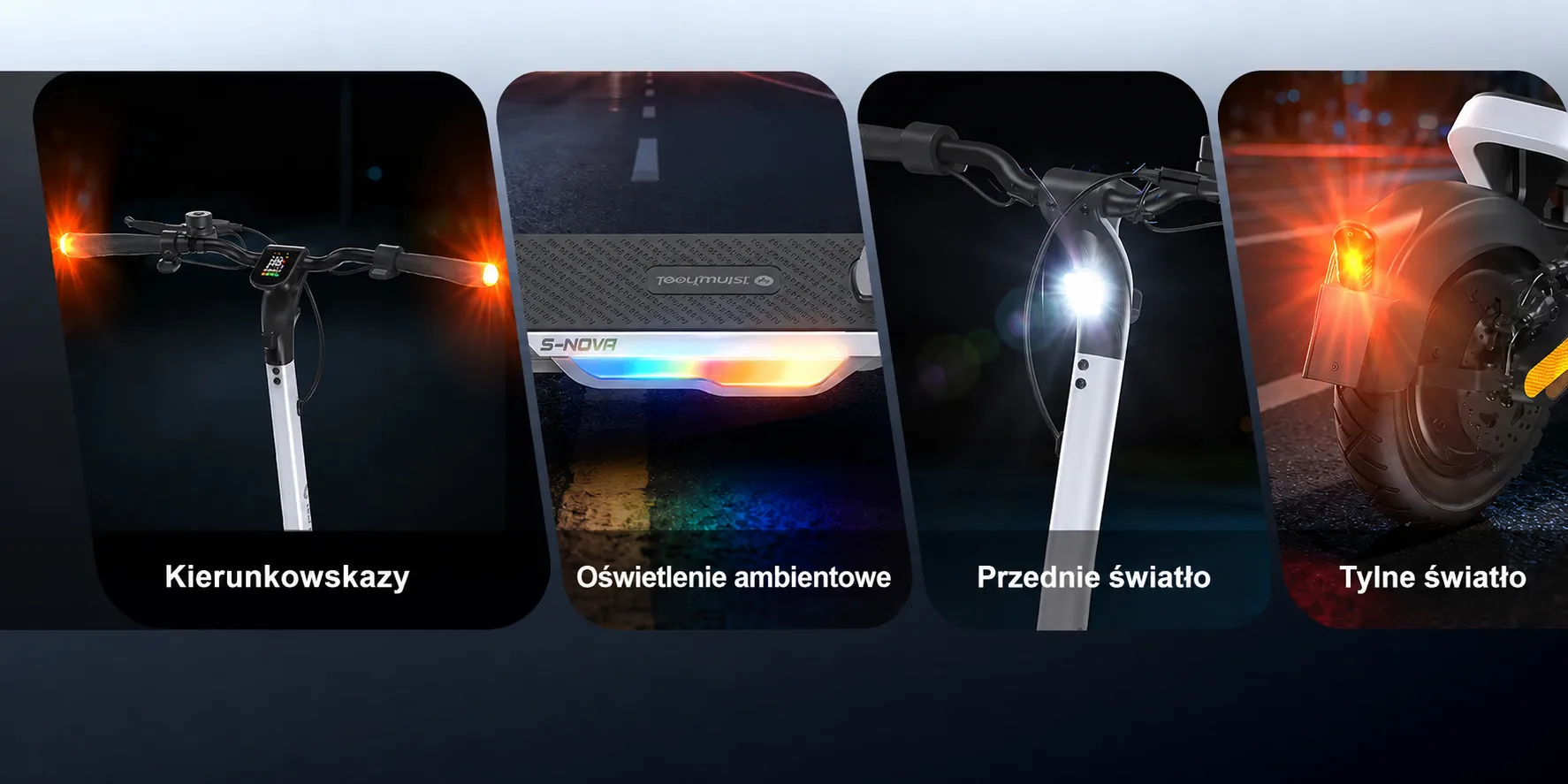 Kierunkowskazy, oświetlenie ambientowe i światła iSinwheel S-Nova