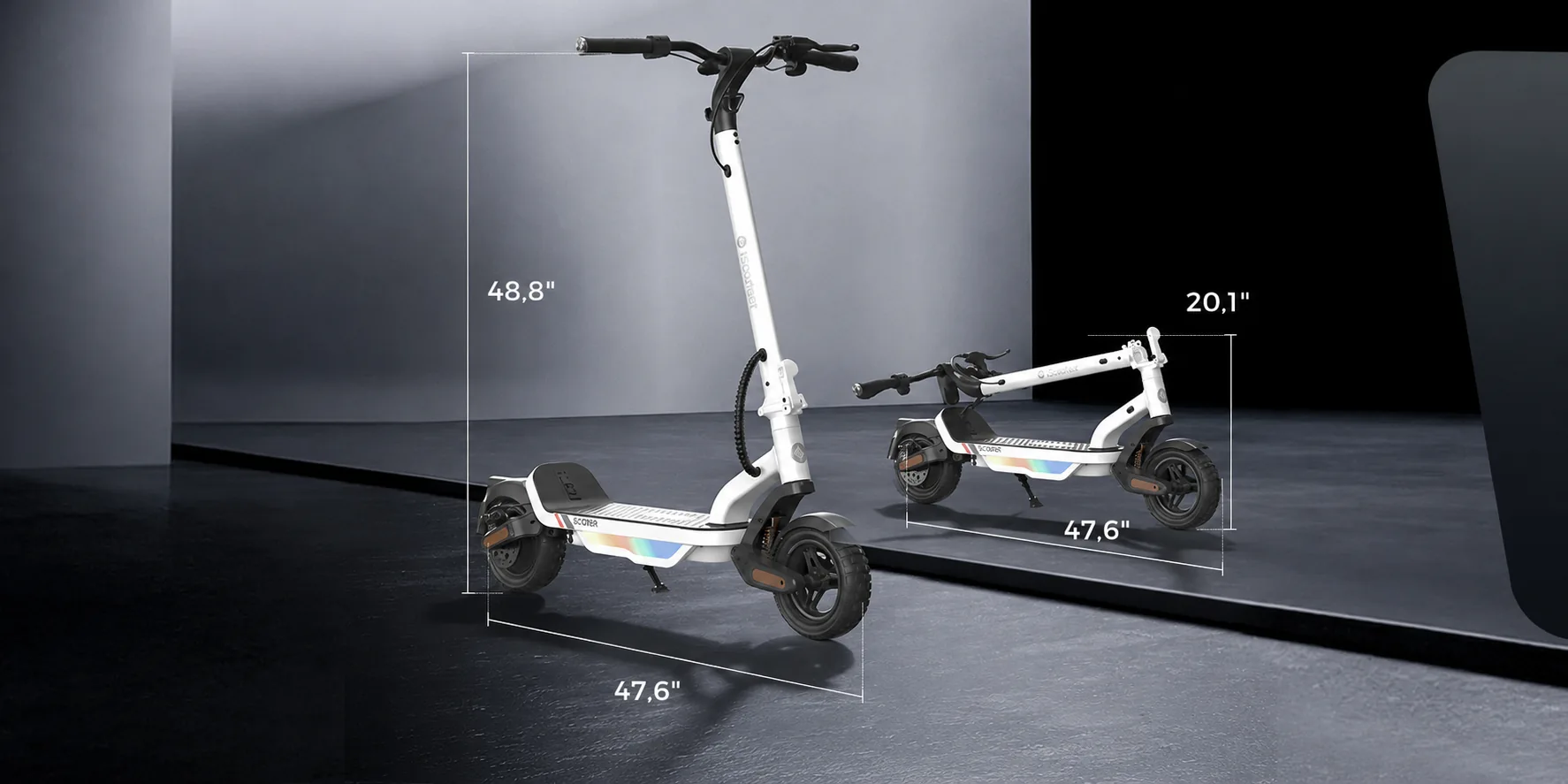 Wymiary hulajnogi elektrycznej iSinwheel S-Nova