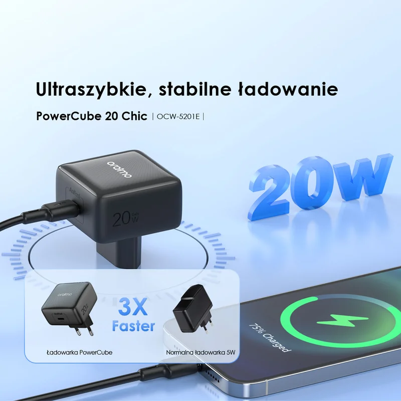 Oraimo ładowarka sieciowa 20 Chic Czarna GaN 20W