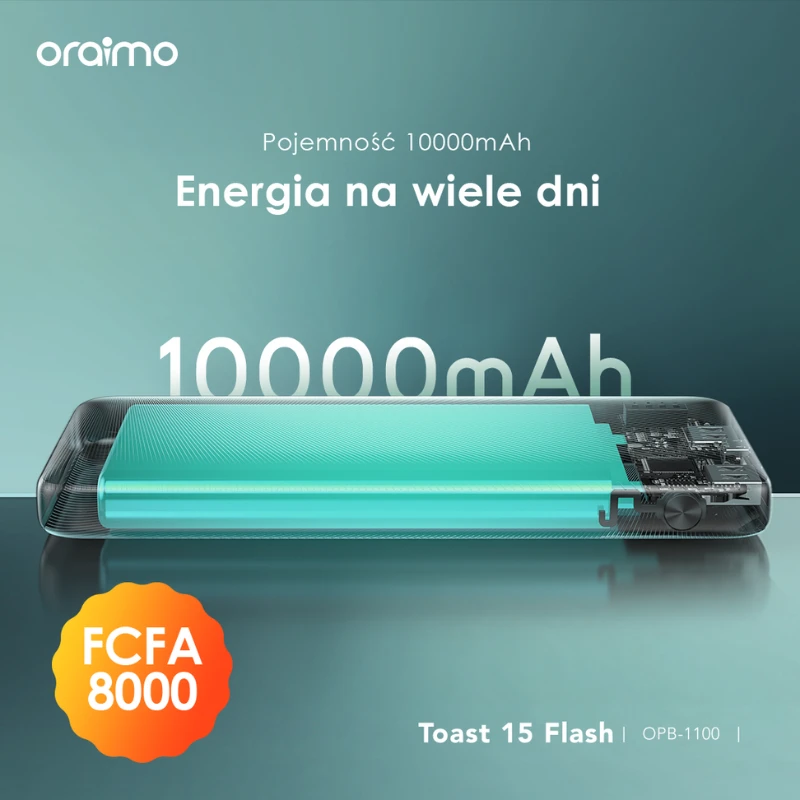 Oraimo Powerbank Toast 15 Flash 10000mAh szybkie ładowanie