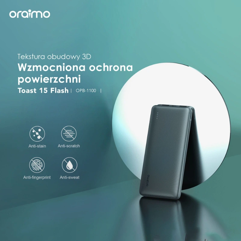 Oraimo Powerbank Toast 15 Flash 10000mAh szybkie ładowanie