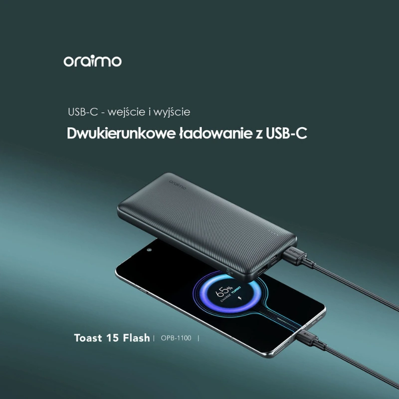 Oraimo Powerbank Toast 15 Flash 10000mAh szybkie ładowanie