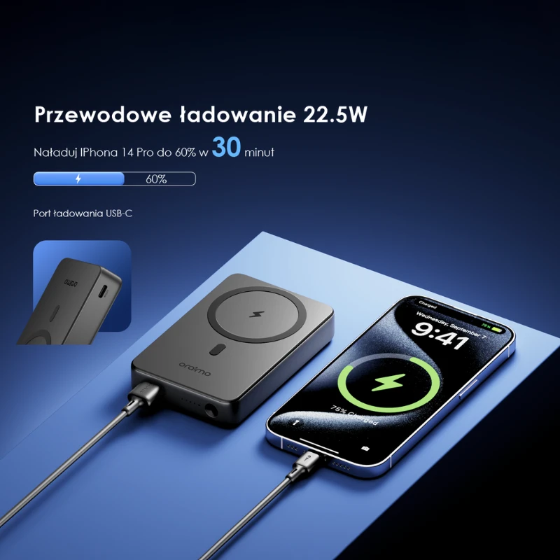 Oraimo Powerbank magnetyczny Magsafe 10000mAh 15W czarny