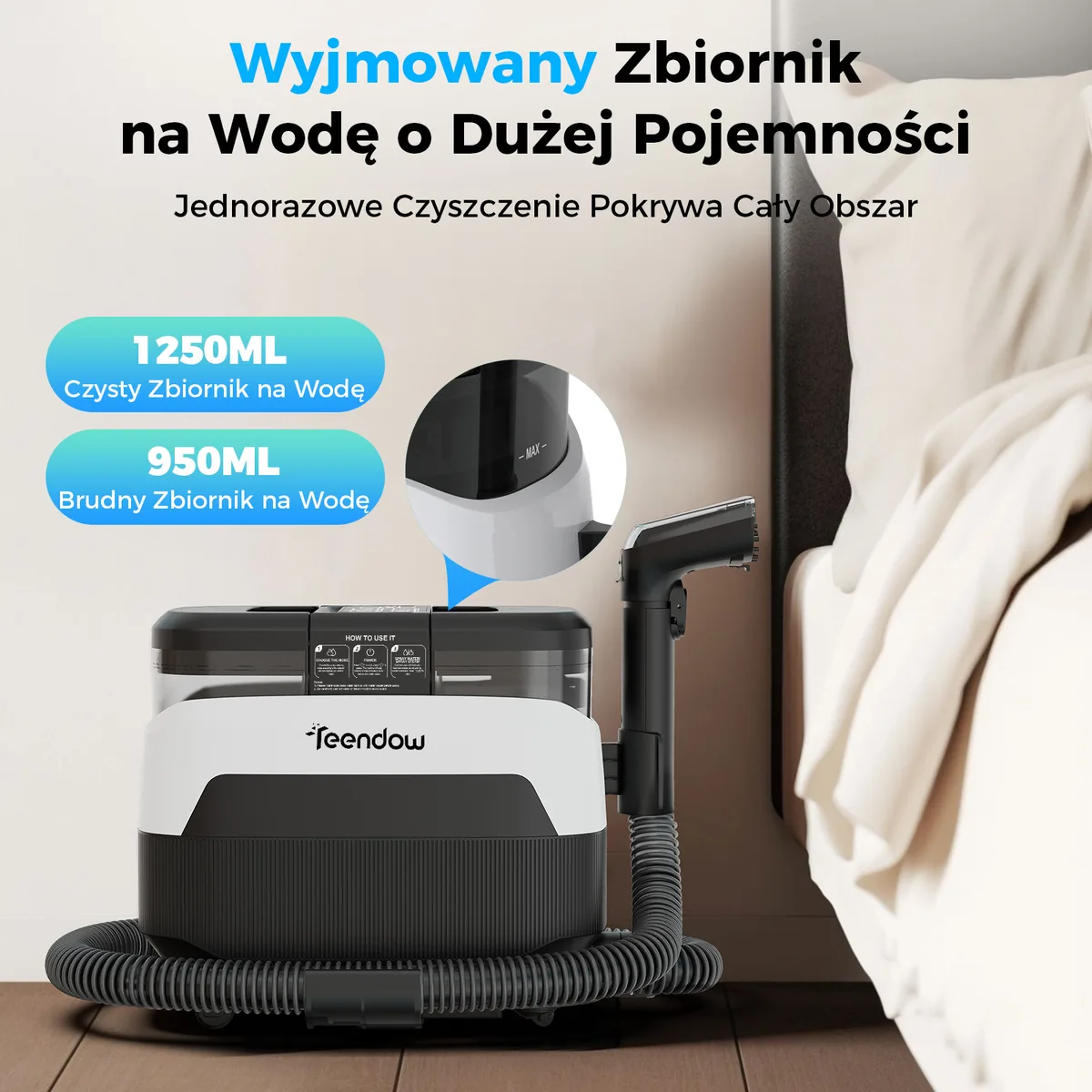 Teendow C6 Max - osobne zbiorniki na czystą i brudną wodę