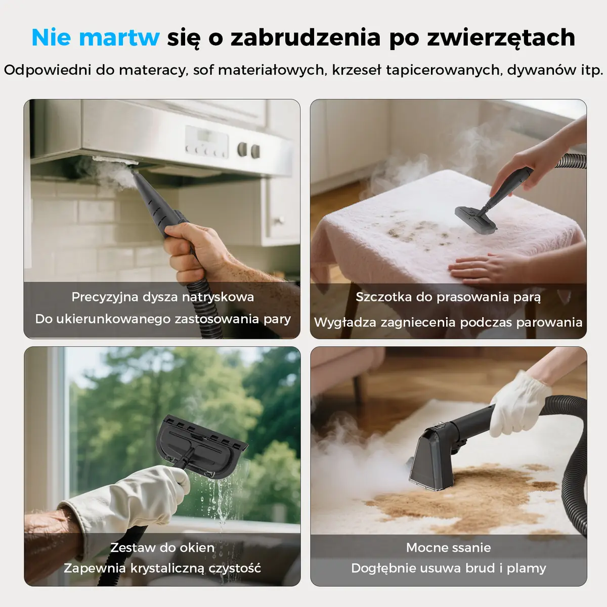 Teendow C6 Max - końcówki do tapicerki, okien i czyszczenia parą