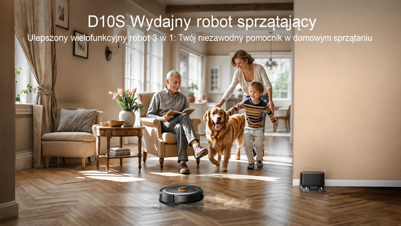 Robot Teendow D10S Max podczas codziennego sprzątania rodzinnego domu
