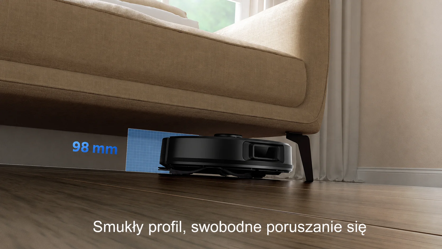 Teendow D10S Max o wysokości 98 mm sprząta pod meblami