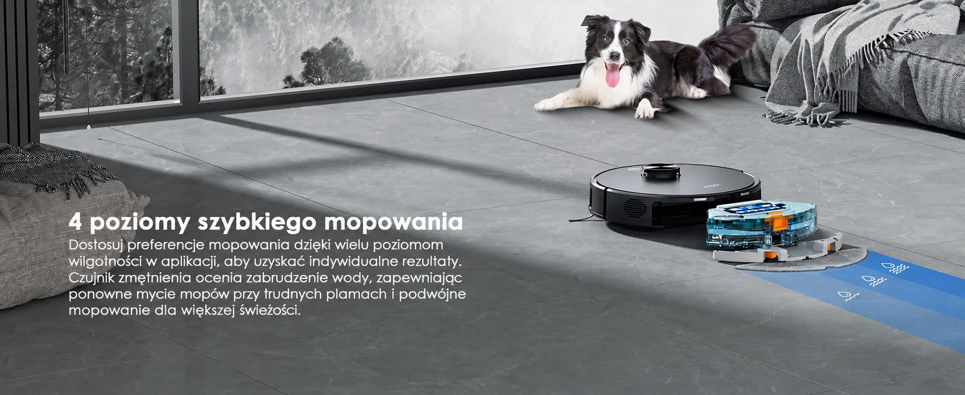 Cztery poziomy dozowania wody podczas mopowania Teendow D65S Max