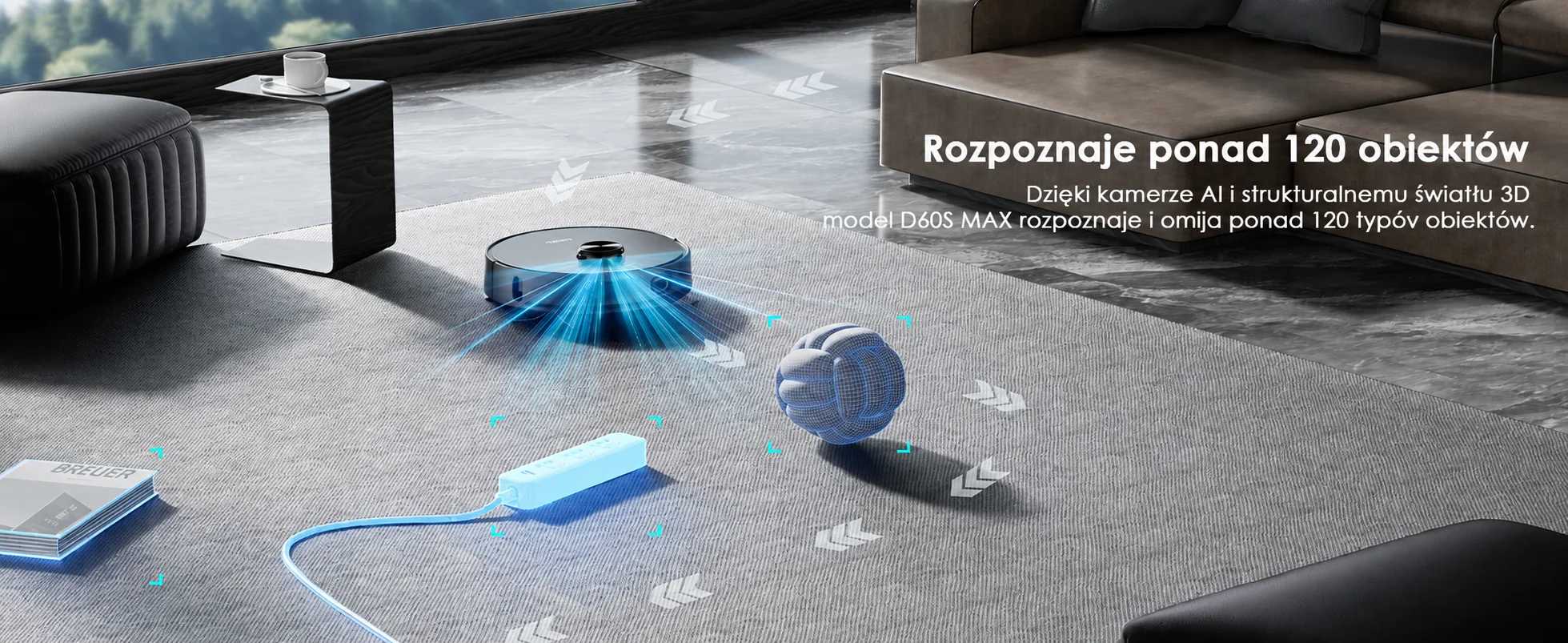 Teendow D65S Max rozpoznający przeszkody za pomocą kamery AI i światła 3D