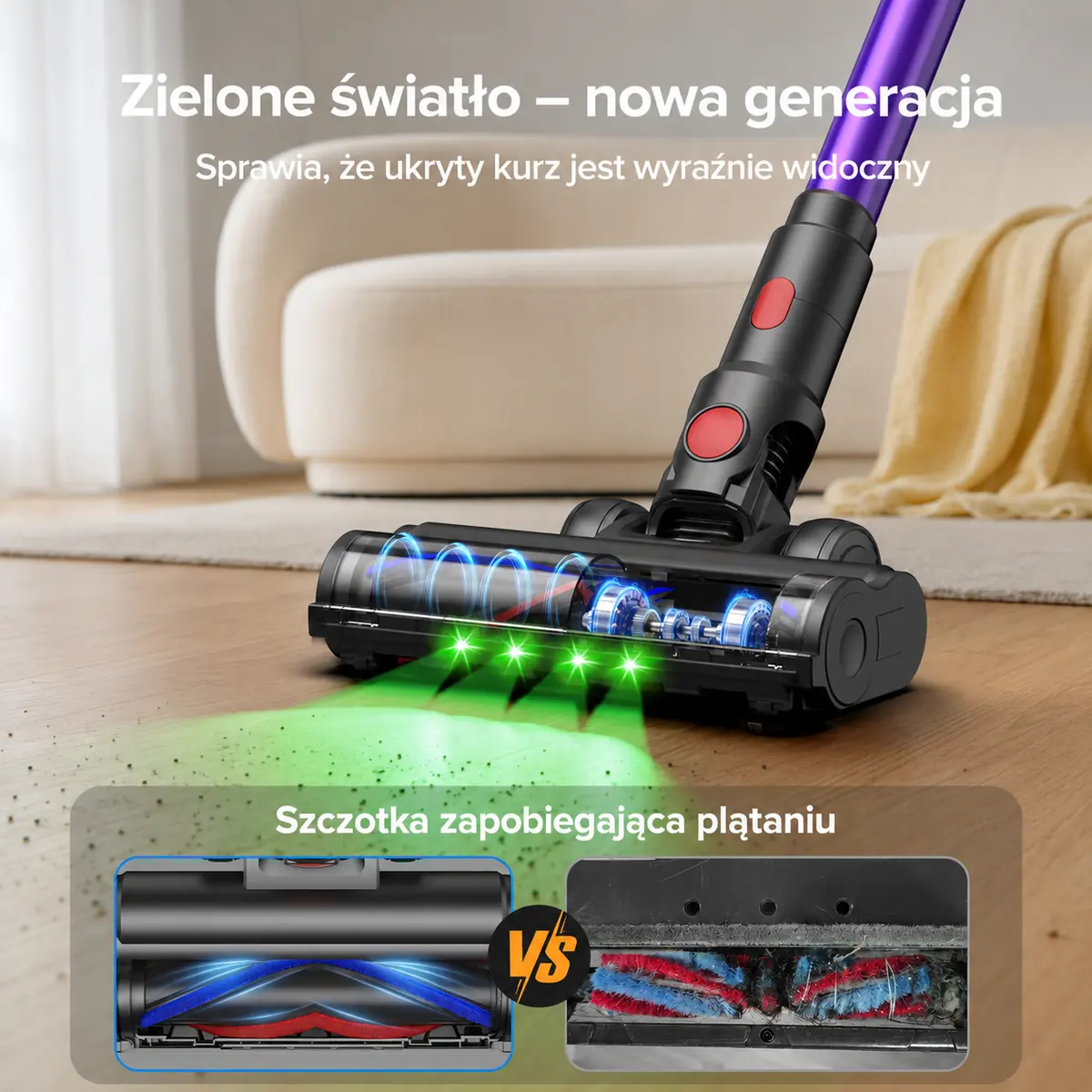 Teendow V20 Strong - zielone światło i szczotka zapobiegająca plątaniu