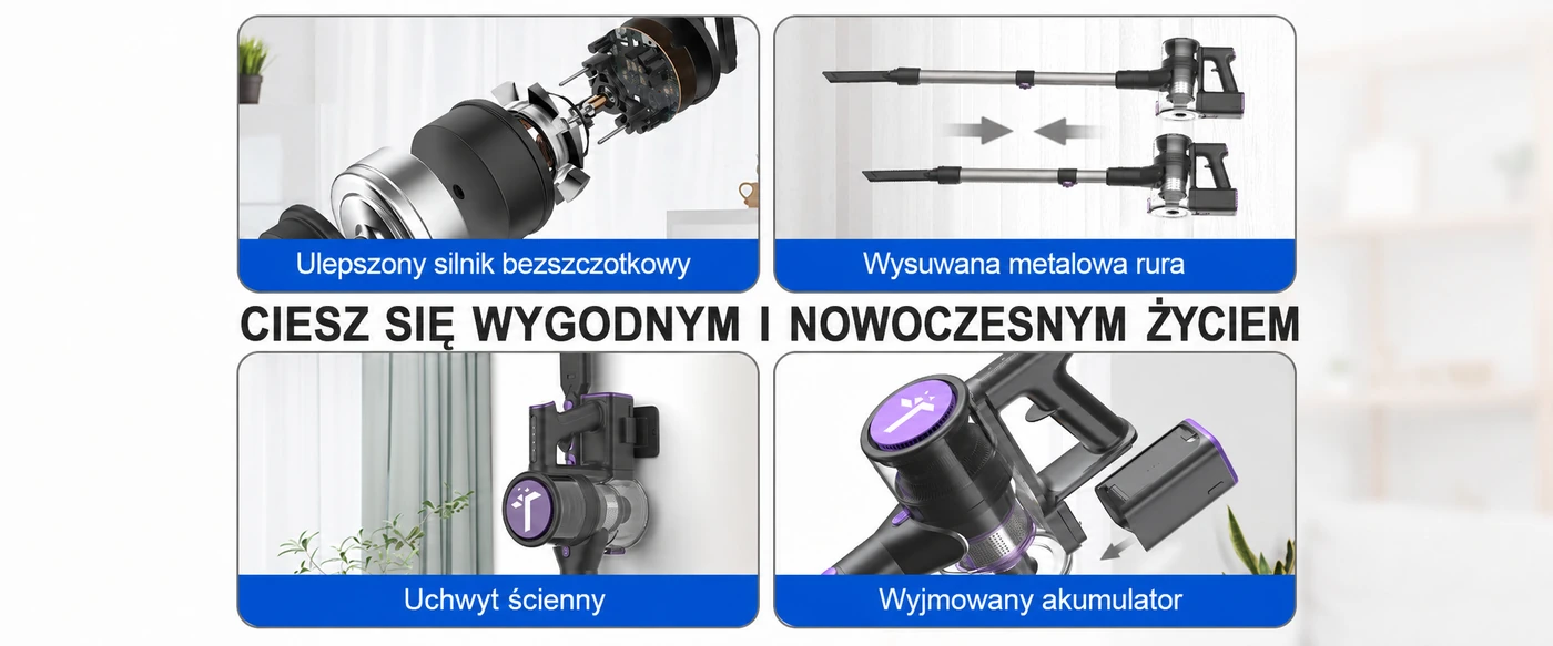 Teendow P11 Pro - rura, uchwyt ścienny i wymienny akumulator