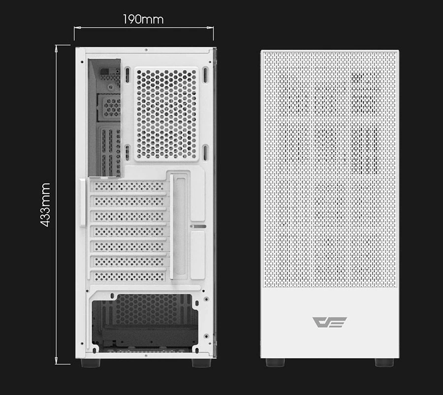 DarkFlash A290 biała – wymiary obudowy