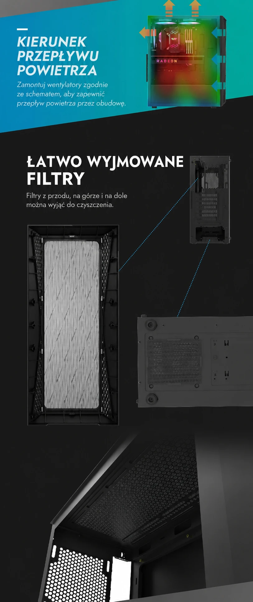 DarkFlash DK352 Mesh Czarny – przepływ powietrza i filtry