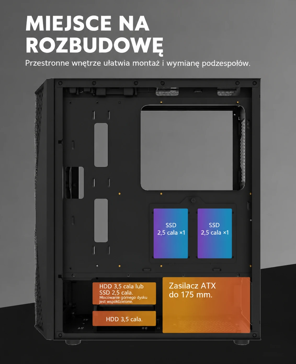 DarkFlash DK352 Mesh Czarny – miejsce na rozbudowę