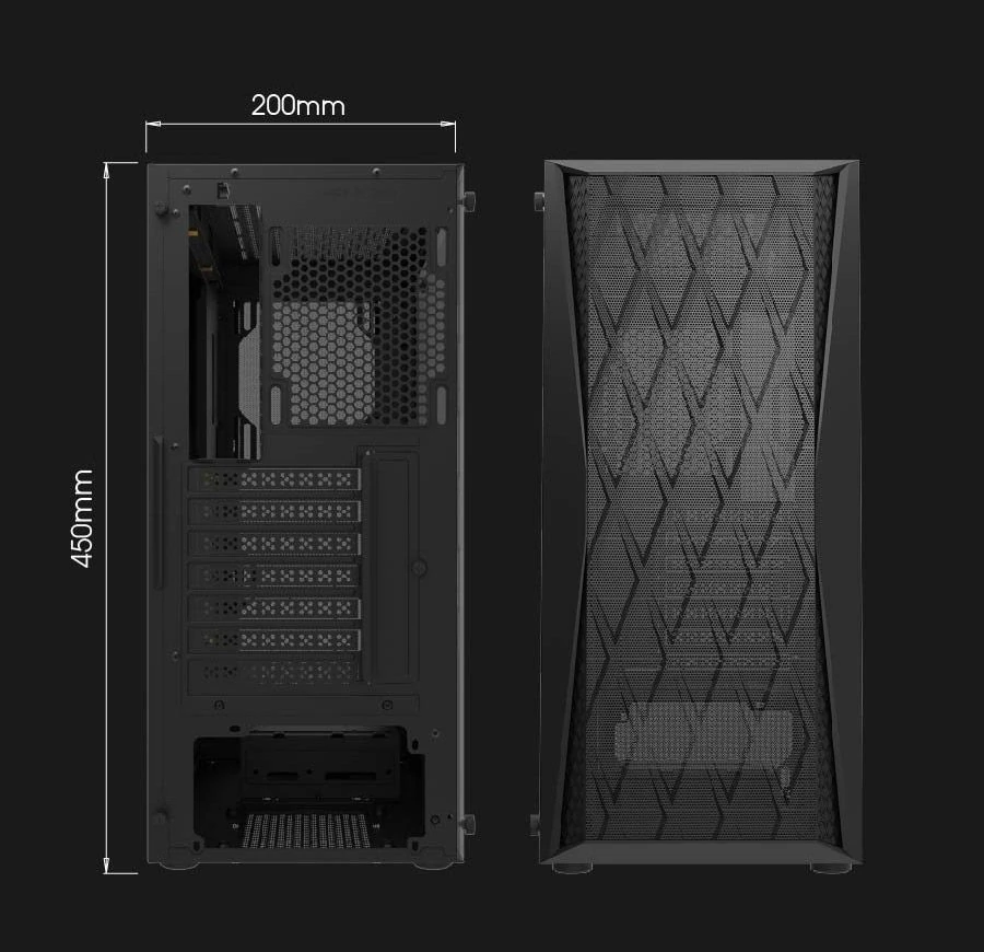 DarkFlash DK352 Mesh czarna – wymiary obudowy