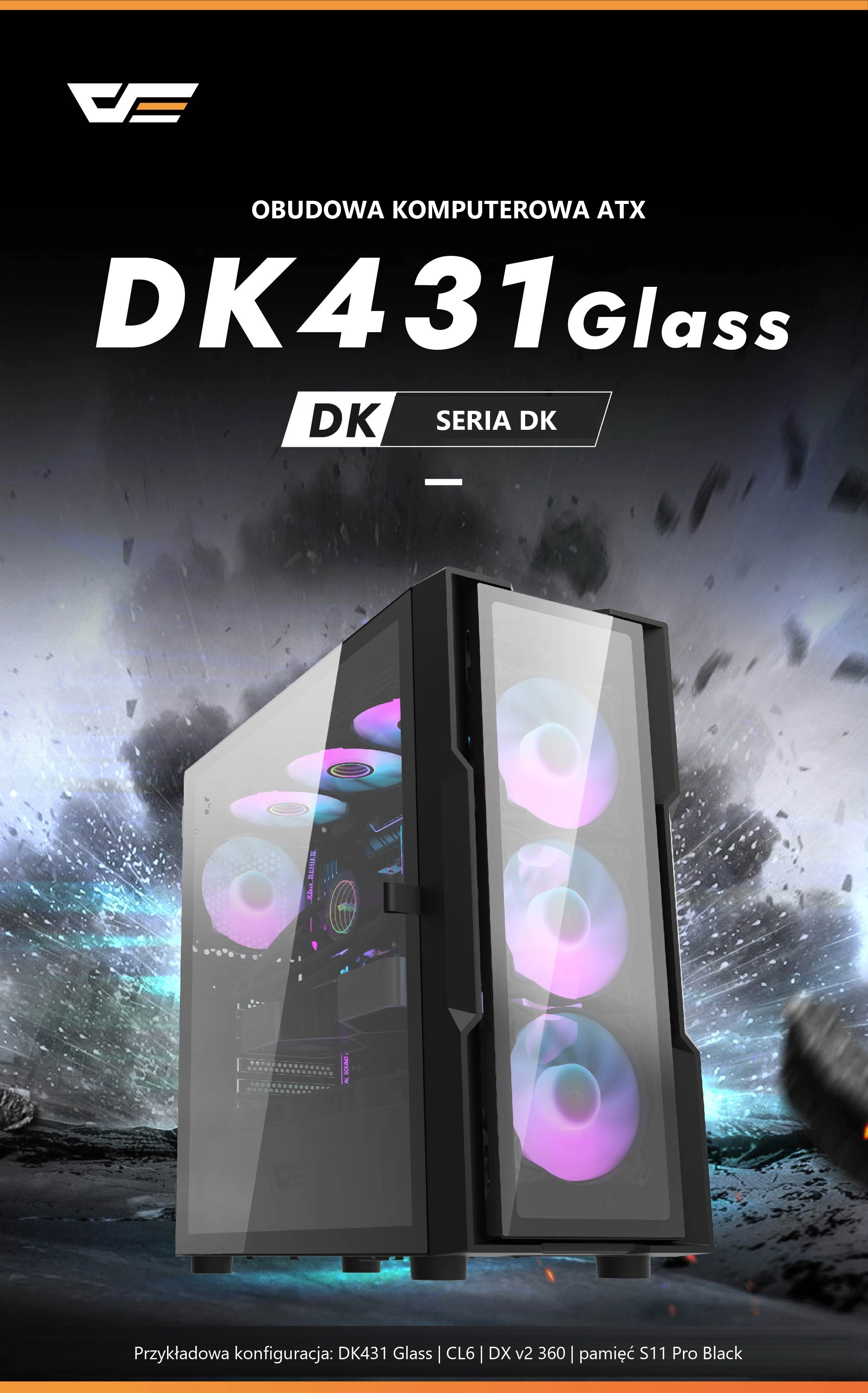 DarkFlash DK431 Glass Czarny – dk431 glass