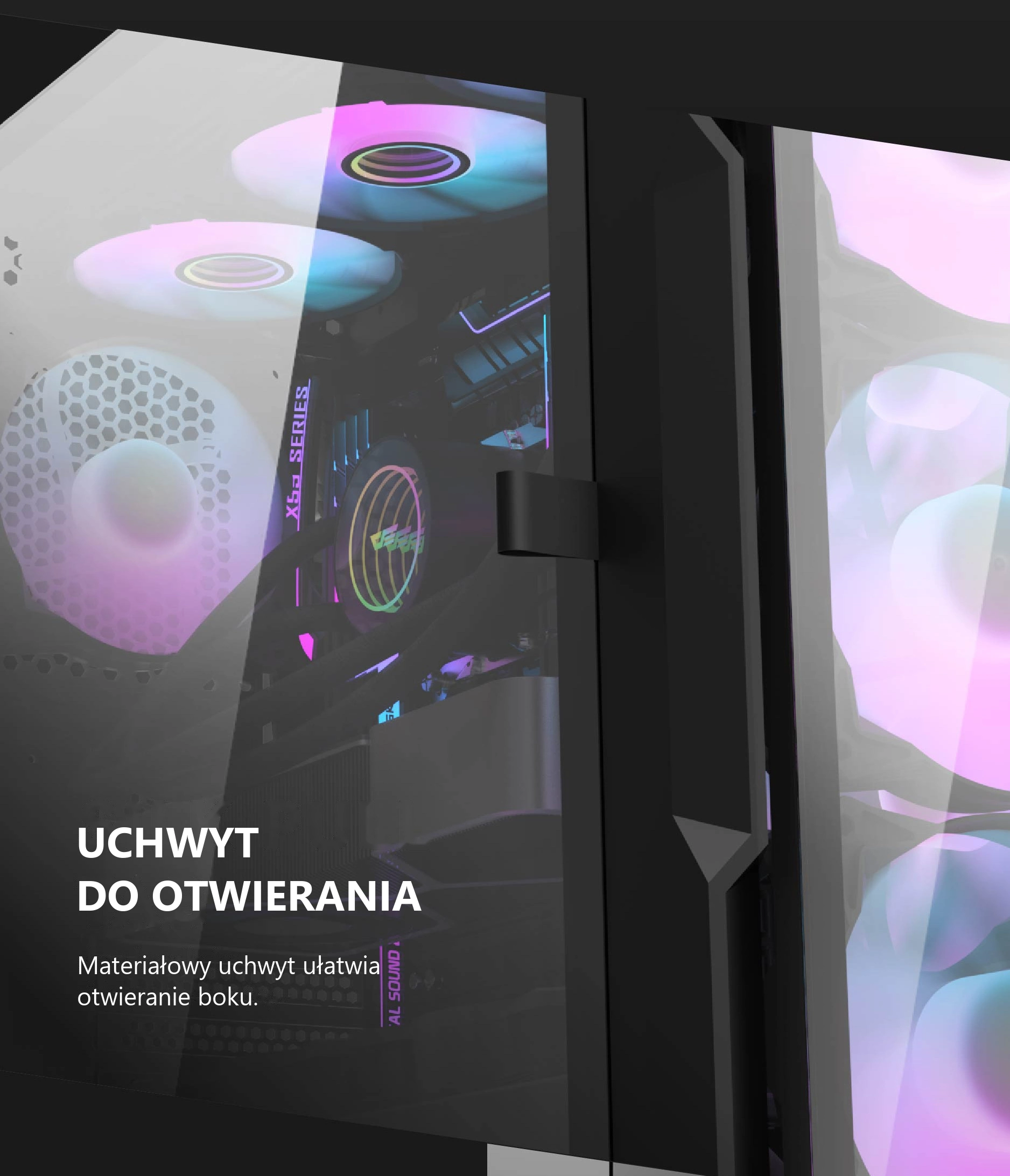 DarkFlash DK431 Glass Czarny – uchwyt panelu bocznego