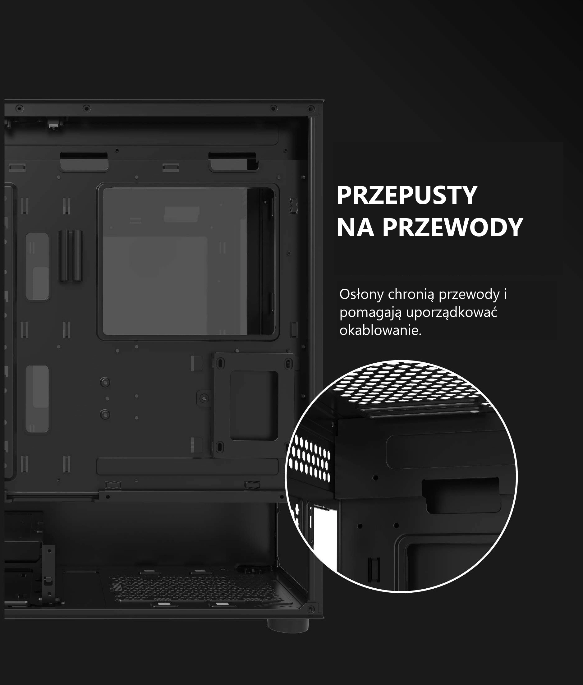 DarkFlash DK431 Glass Czarny – przepusty na przewody