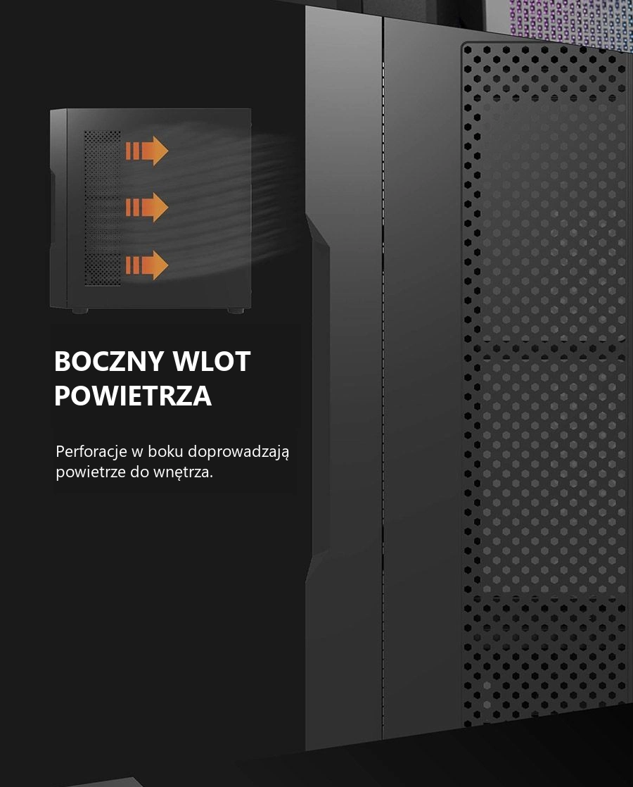 DarkFlash DK431 Mesh Biały – boczny wlot powietrza