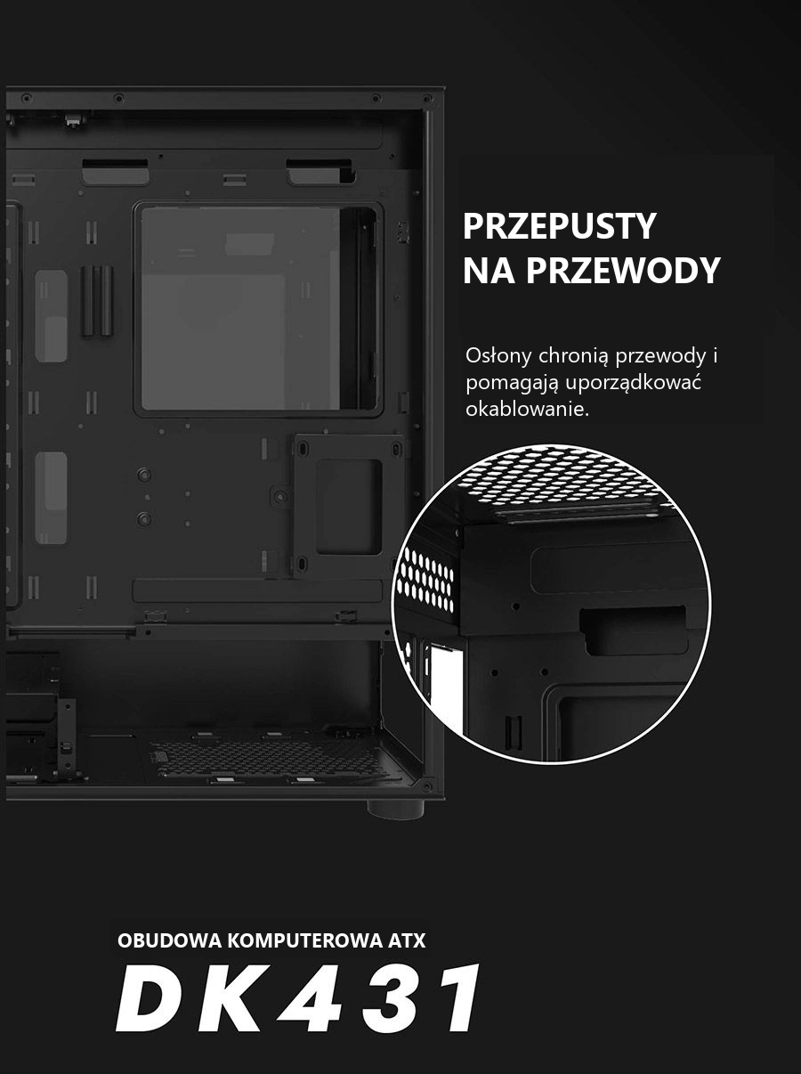 DarkFlash DK431 Mesh Biały – przepusty na przewody