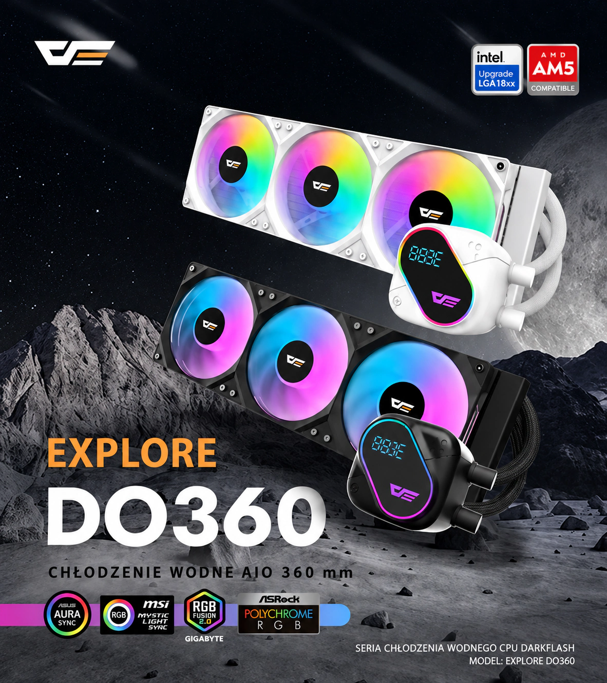 DarkFlash EXPLORE DO360 Czarny – zestaw aio w dwóch kolorach
