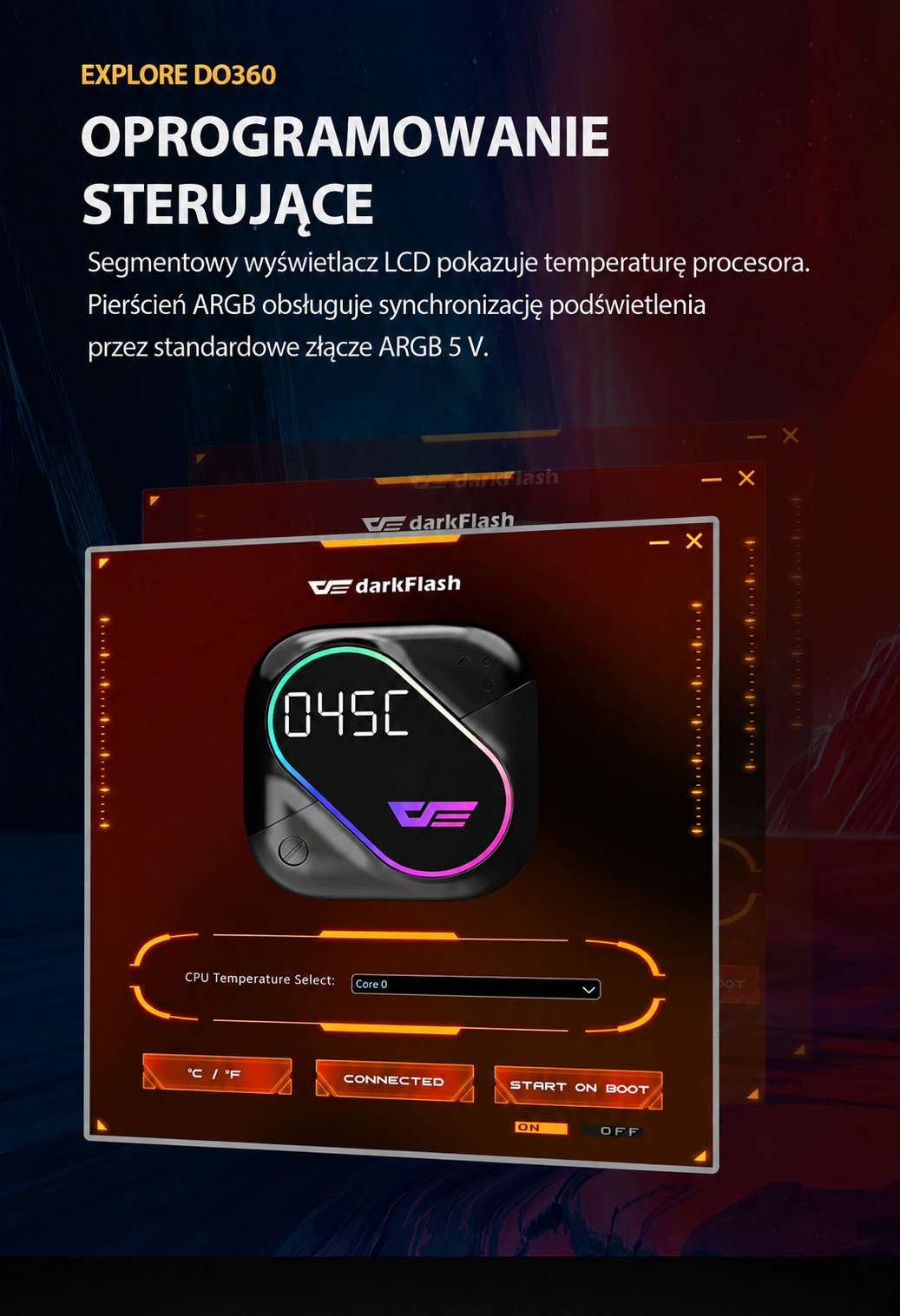 DarkFlash EXPLORE DO360 Czarny – odczyt temperatury procesora